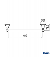 MEDIDAS TOALLERO BARRA 400mm CLASIC TRES GRIFERIA